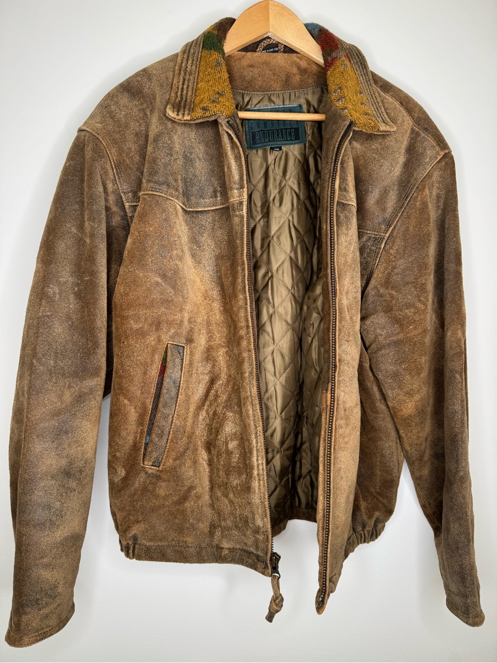 Vintage 80s Robert Comstock Lamb Nubuck Leather Bomber Southwestern Jacket Sz 40